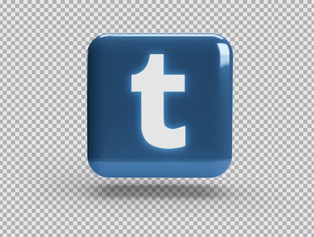 Carré 3D réaliste avec logo Tumblr