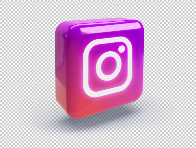 Carré arrondi 3D avec logo Instagram brillant