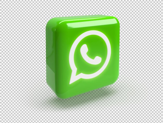 PSD gratuit carré arrondi 3d avec logo whatsapp brillant