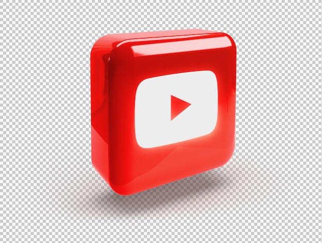 PSD gratuit carré arrondi 3d avec logo youtube brillant