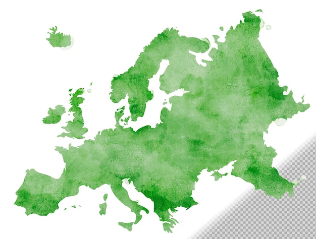 PSD gratuit carte aquarelle de l'europe verte