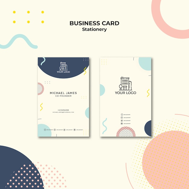 PSD gratuit carte de visite au design pastel