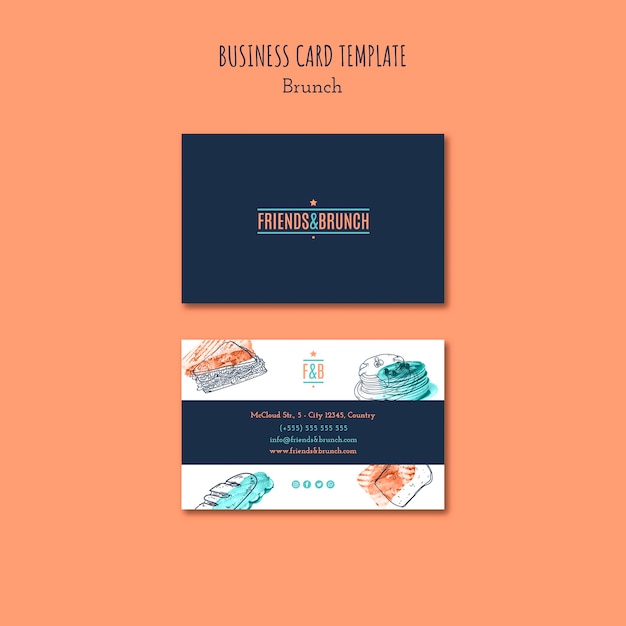 PSD gratuit carte de visite pour restaurant brunch