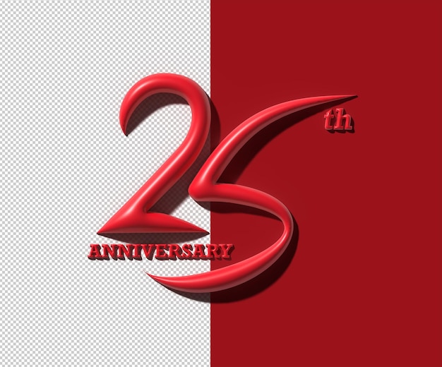 PSD gratuit célébration du 25e anniversaire 3d render fichier psd transparent.