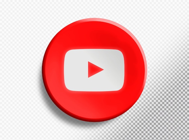 PSD gratuit cercle 3d avec logo youtube isolé sur fond transparent