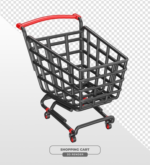 PSD gratuit chariot d'achat noir et rouge en 3d avec un fond transparent