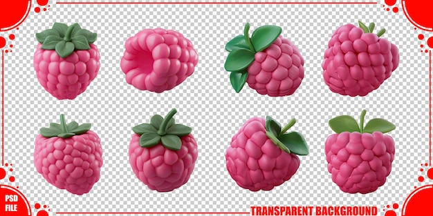 PSD gratuit une collection de framboises roses ludiques