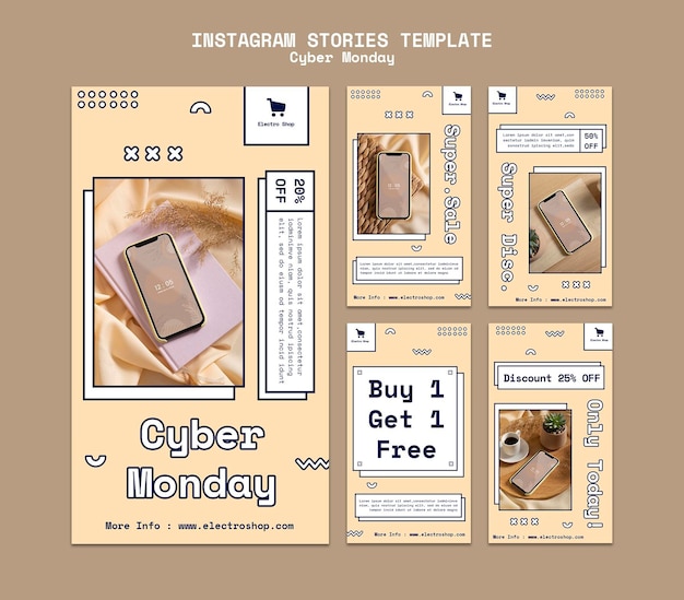 PSD gratuit collection d'histoires instagram du cyber monday