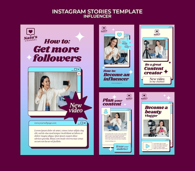 PSD gratuit collection d'histoires instagram pour l'influenceur des médias sociaux