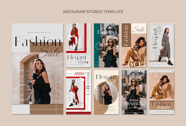 PSD gratuit collection d&#39;histoires d&#39;instagram de vente de mode