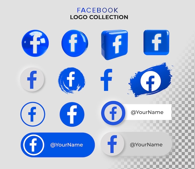 Collection d'icônes avec logo Facebook sur fond transparent