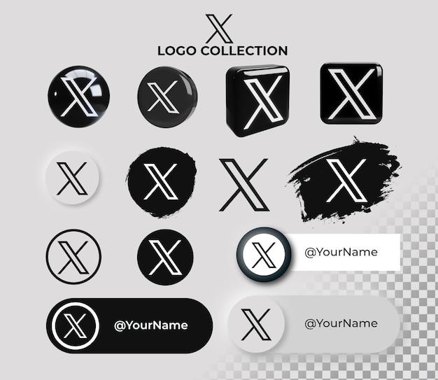 Collection d'icônes avec logo X sur fond transparent