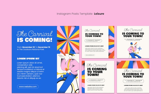 PSD gratuit collection de publications instagram du carnaval