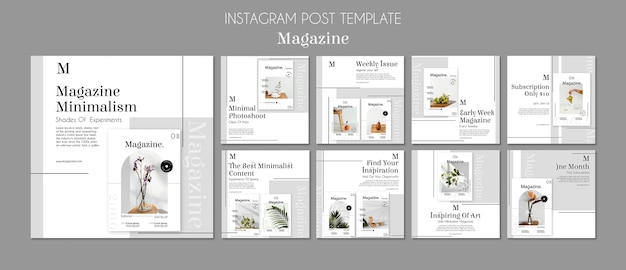 PSD gratuit collection de publications instagram du magazine de design d'intérieur