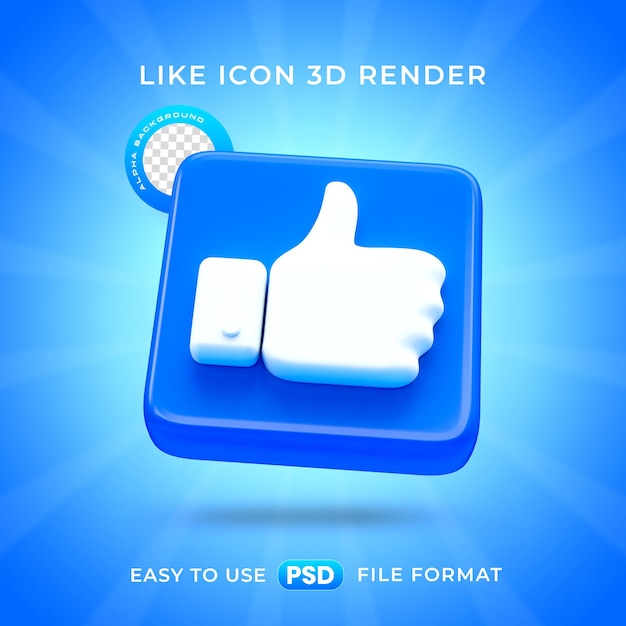 PSD gratuit comme l'icône de réaction isolée de l'illustration de rendu 3d