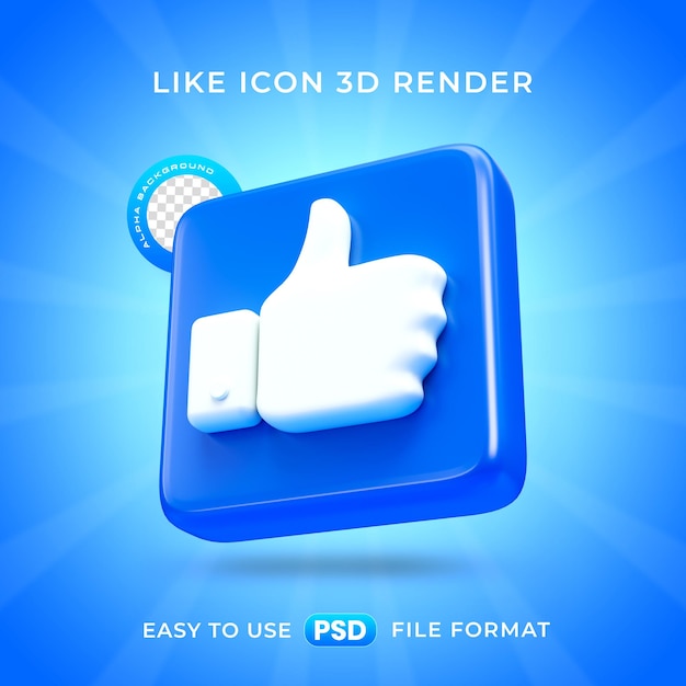 PSD gratuit comme l'icône de réaction isolée de l'illustration de rendu 3d