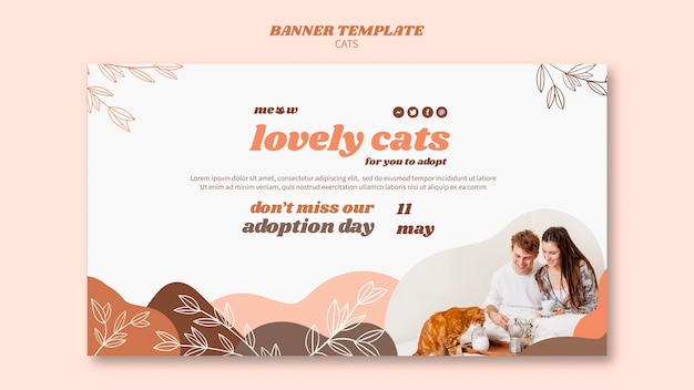 PSD gratuit concept de modèle de bannière de chats