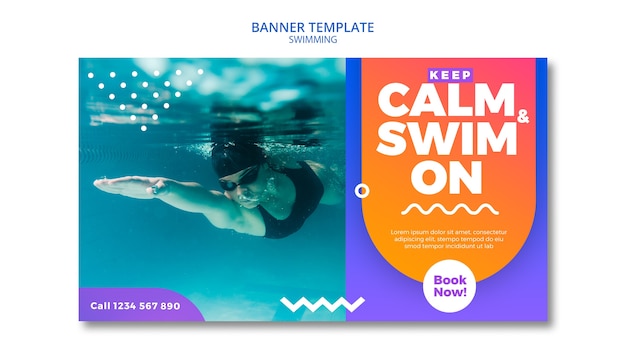 PSD gratuit concept de natation pour le thème de la bannière