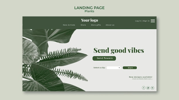 PSD gratuit concept de page de destination de plantes