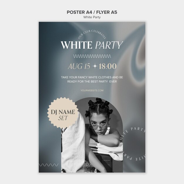 Conception d'affiche de fête blanche moderne