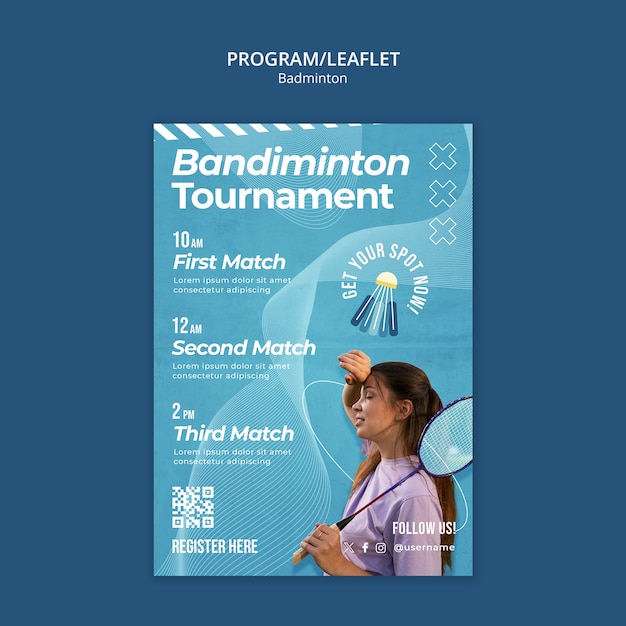 PSD gratuit conception du modèle de badminton