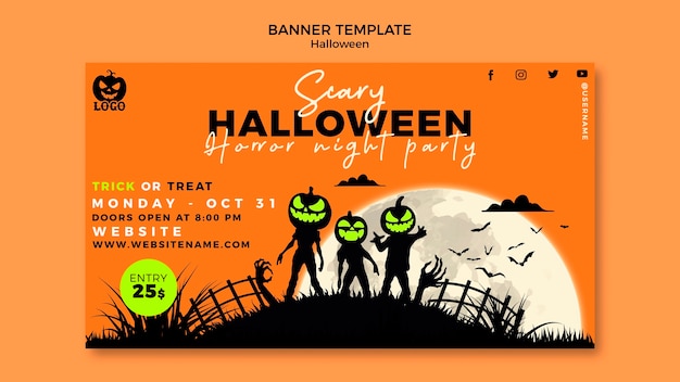 PSD gratuit conception de modèle de halloween