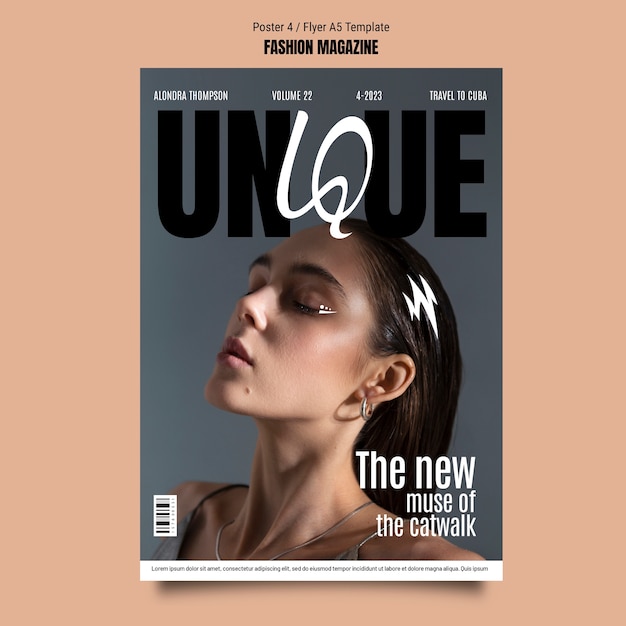 PSD gratuit conception de modèle de magazine de mode