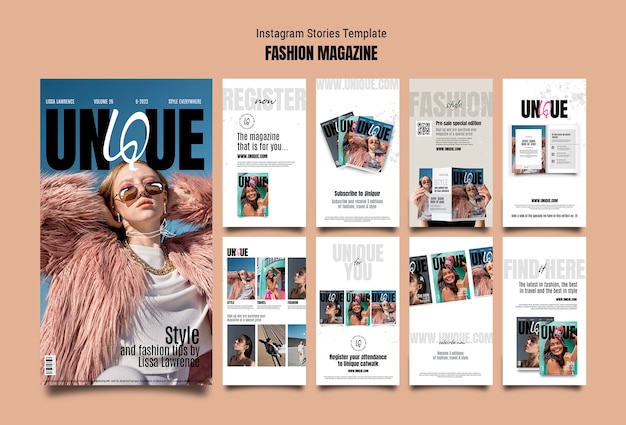 PSD gratuit conception de modèle de magazine de mode