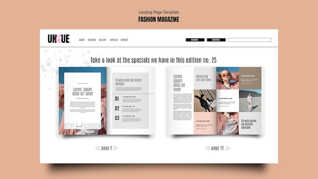 PSD gratuit conception de modèle de magazine de mode