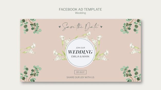 PSD gratuit conception de modèle de mariage floral