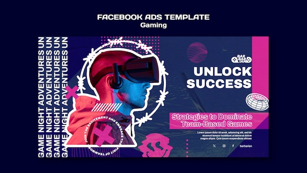 PSD gratuit conception de modèles de médias sociaux de jeu