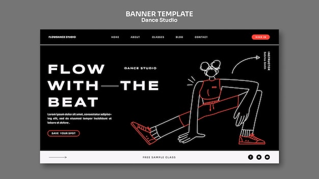 PSD gratuit conception de la page de destination du studio de danse