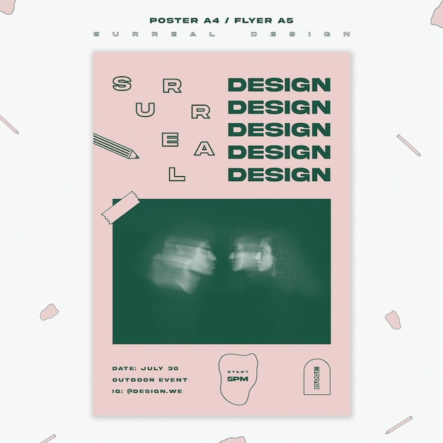 PSD gratuit conception surréaliste de modèle de flyer