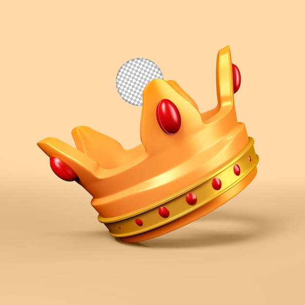 PSD gratuit couronne de roi d'or avec l'icône de gemme rendu 3d isolé illustration