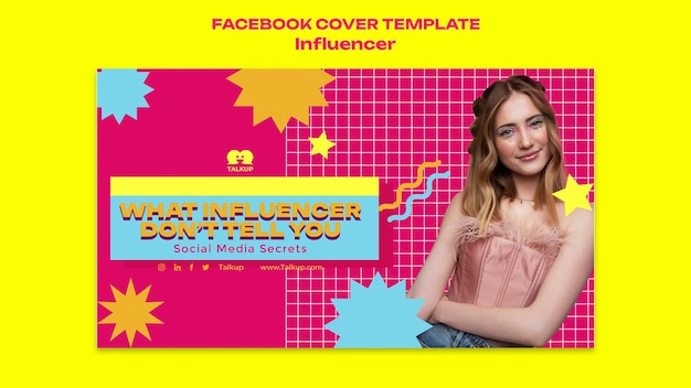 Couverture facebook de carrière d'influenceur design plat