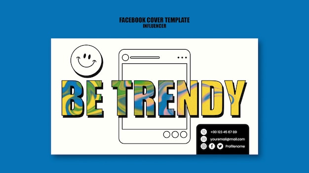 Couverture facebook style de vie influenceur design plat