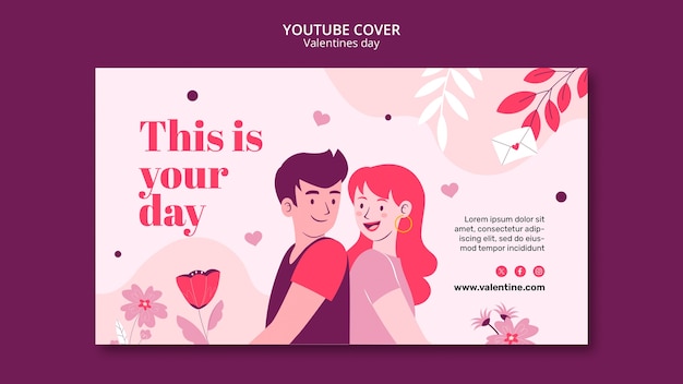 PSD gratuit couverture de la fête de la saint-valentin sur youtube