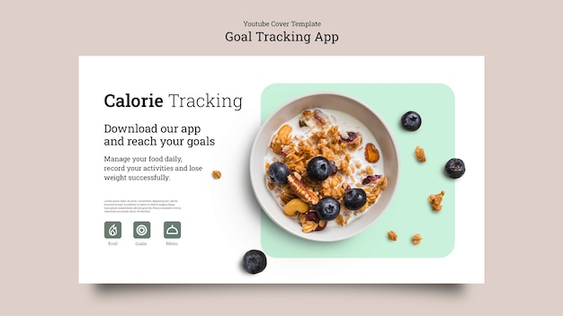 PSD gratuit couverture youtube de l'application de suivi des objectifs