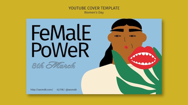 PSD gratuit couverture youtube de la célébration de la journée de la femme