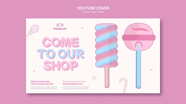 PSD gratuit couverture youtube couleurs pastel bonbon