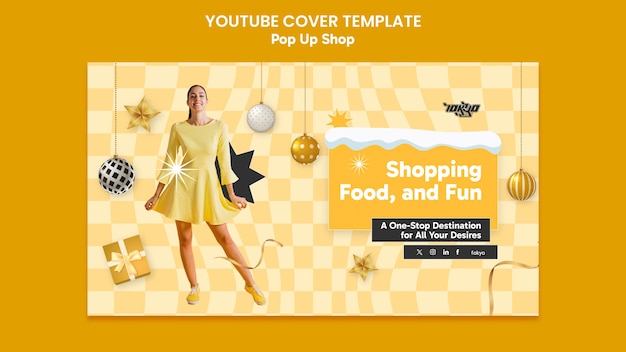 PSD gratuit couverture youtube du magasin pop-up