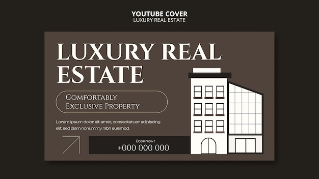 PSD gratuit couverture youtube de l'immobilier de luxe