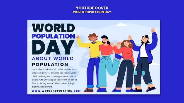 PSD gratuit couverture youtube de la journée mondiale de la population au design plat