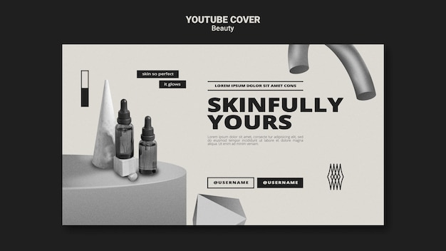 PSD gratuit couverture youtube des soins de la peau monochromatiques