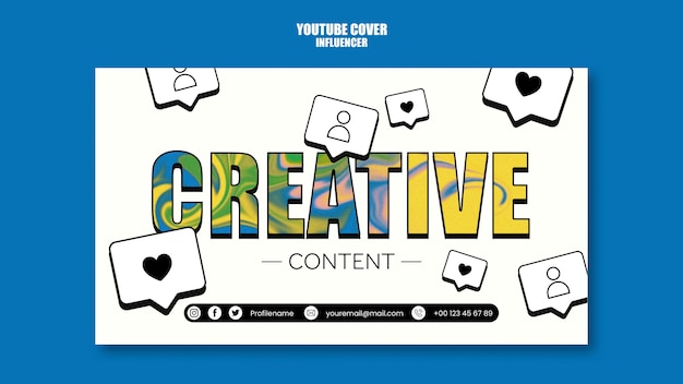 Couverture youtube de style de vie influenceur design plat