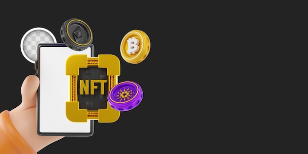 Crypto-monnaie et illustration 3d nft