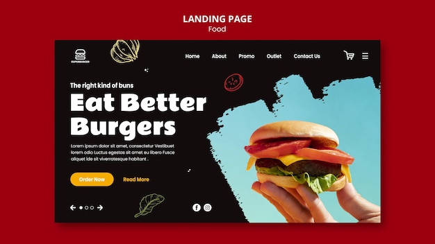 PSD gratuit délicieux hamburger page de destination