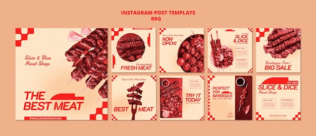 PSD gratuit de délicieux messages instagram pour un barbecue