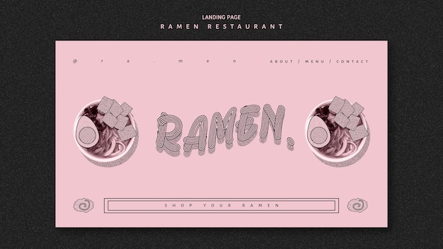 PSD gratuit délicieux page de destination du restaurant de ramen