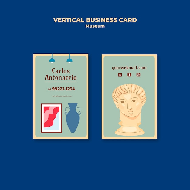 PSD gratuit design de modèle de carte de visite verticale de musée